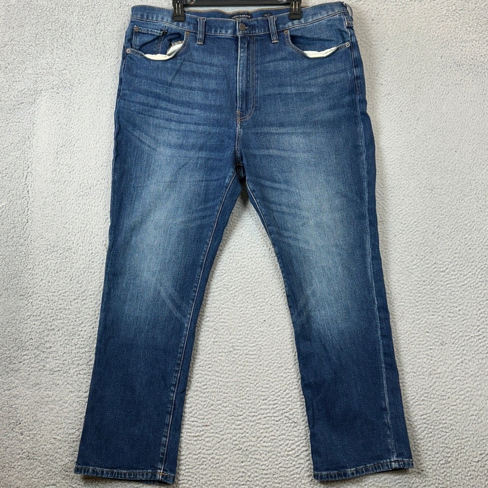 Lucky Brand Jeans Mens 42X30 Athletic Fit Blue Tapered Leg Stretch Denim EUC